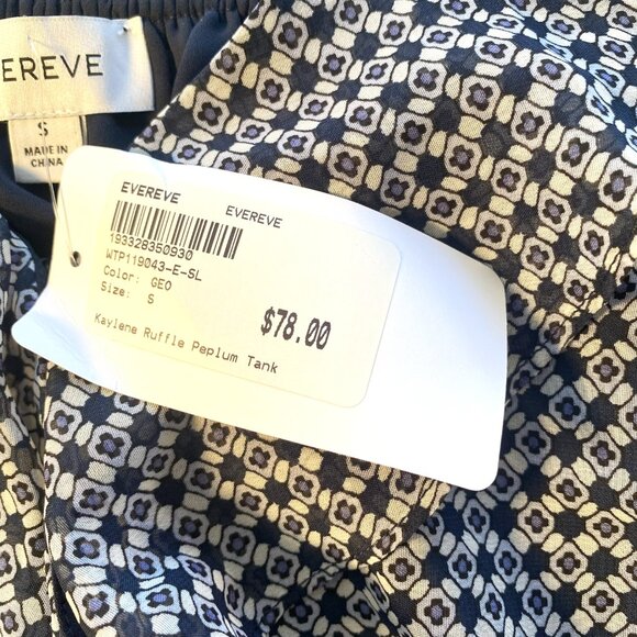 NEW NWT Evereve Sleeveless Printed Wrap Tank Top Dark Blue and White Size Small - Picture 6 of 6